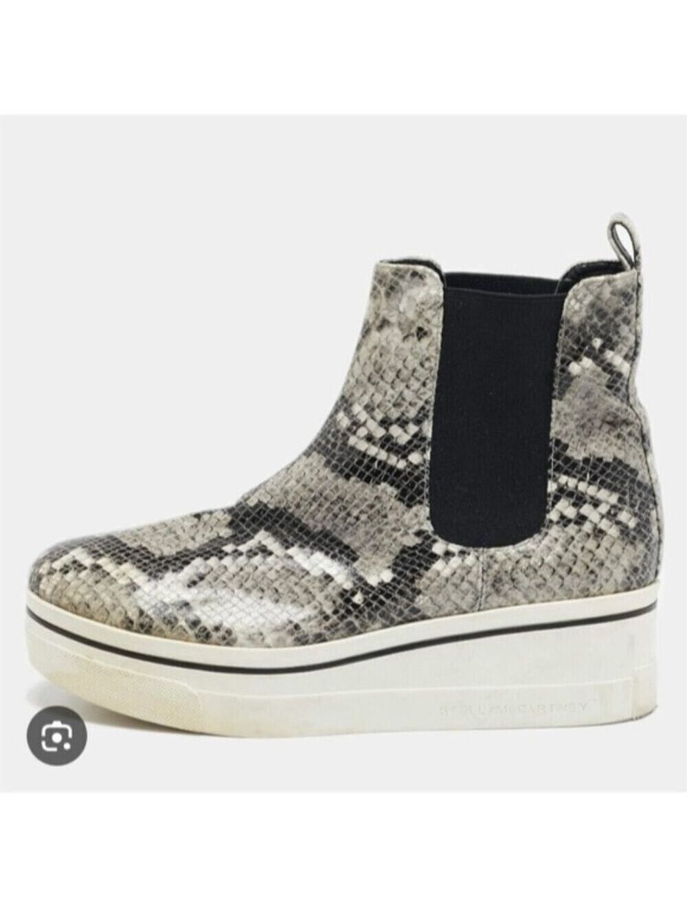 STELLA MCCARTNEY | Binx faux snakeskin-embossed platform ankle boots Sz 36